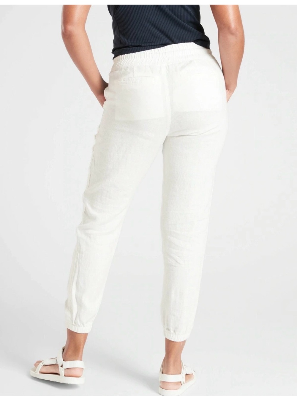 Athleta Cabo Linen Jogger Pant WHITE SIZE 4